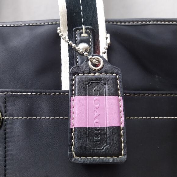 Coach Chelsea Black Nylon Double Handles Zipper Closure Large Tote Shoulder Bag - Picture 5 of 16